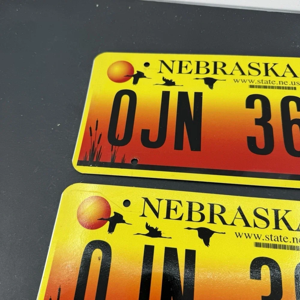 2005 Nebraska License Plate Plates PAIR / SET OJN 363 sarpy